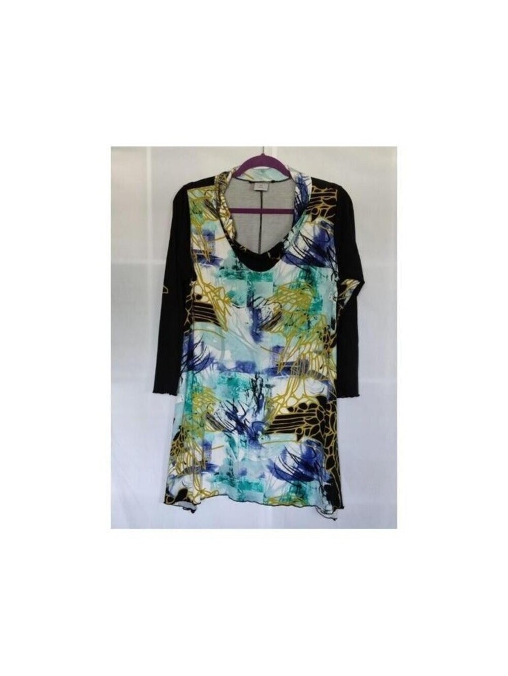 Carol Turner Medium Multicolor Abstract Print 3/4 Sleeve Tunic Top